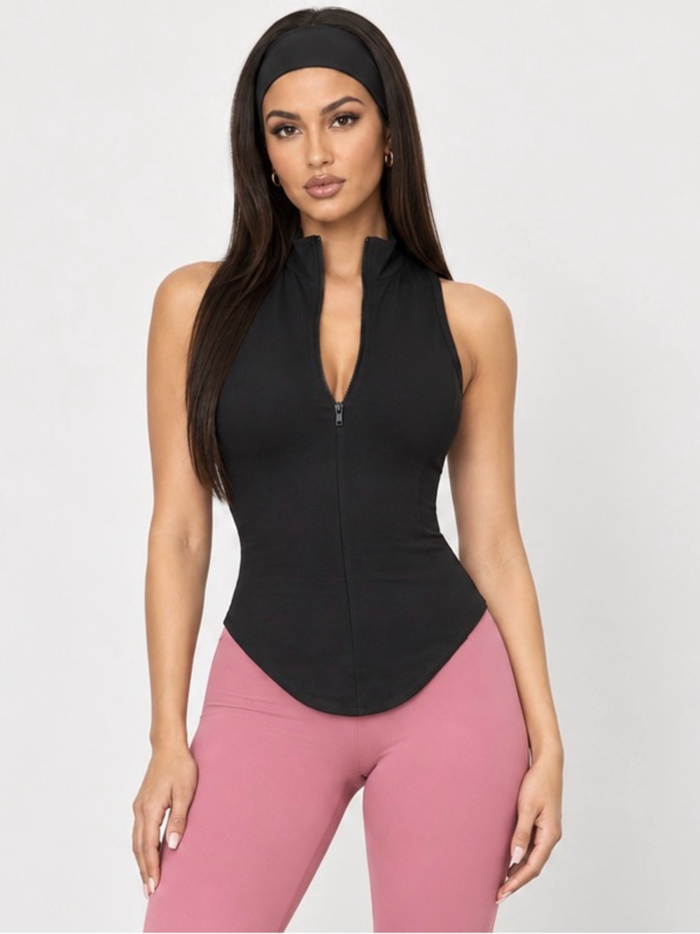 Naked Wardrobe NW 1/2 Zip Sleeveless Tank Black